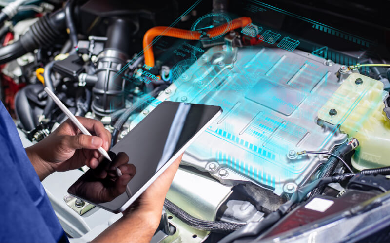 Check-up Media mechanic with tablet