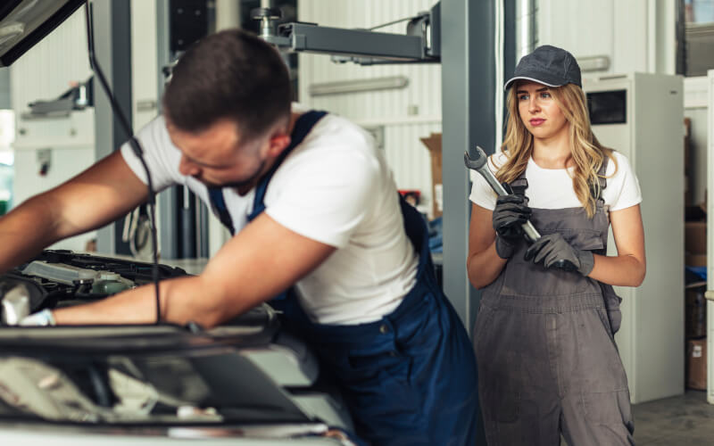 Check-up Media young mechanic woman